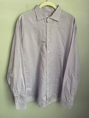 Armani Collezioni Lavender Button-Down Cotton Dress Shirt Size Large